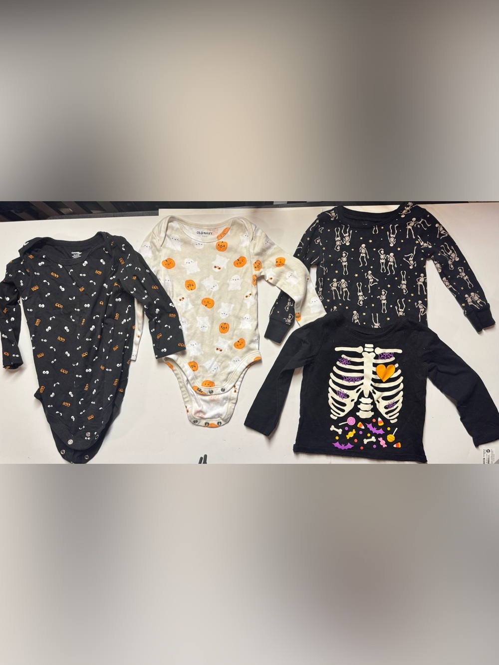 4Pc Toddler Halloween Lot 18-24M Skeleton Ghost Pajamas Old Navy/George/Place